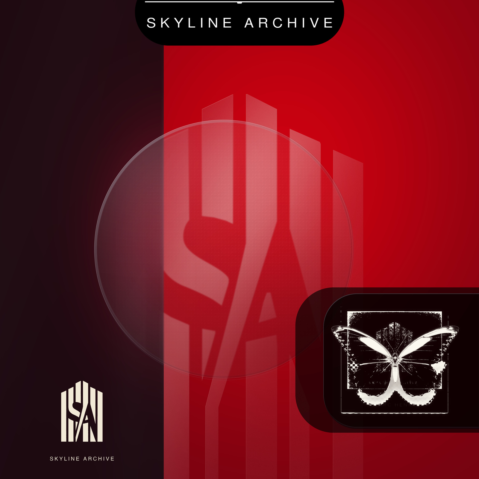 Skyline Archive Underground Butterfly single series cover in signal red, without artist or release title